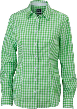 Kaufen green-white Popeline Karo Bluse langarm | JN 616
