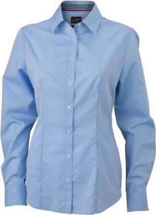 Kaufen light-blue-navy-white Popeline Bluse mit Karoeinsätzen | JN 618