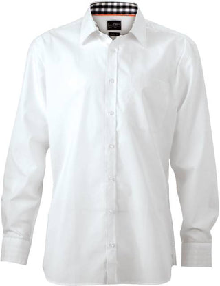 Kaufen white-black-white Popeline Hemd mit Karoeinsätzen | JN 619