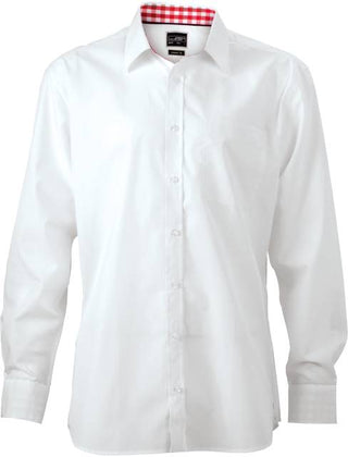 Kaufen white-red-white Popeline Hemd mit Karoeinsätzen | JN 619