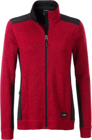 Kaufen red-melange-black Damen Workwear Strickfleece Jacke - Strong | JN 861
