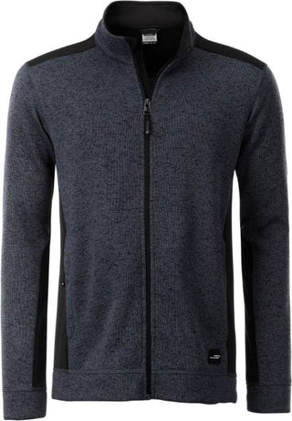 Kaufen carbon-melange-black Herren Workwear Strickfleece Jacke - Strong | JN 862
