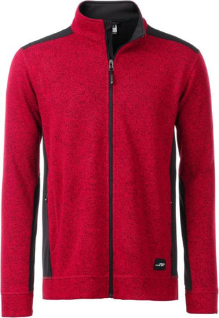 Kaufen red-melange-black Herren Workwear Strickfleece Jacke - Strong | JN 862