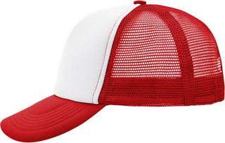 Kaufen white-red 5 Panel Polyester Mesh Kappe | MB 70