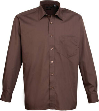 Kaufen brown Popeline Hemd langarm | PR200 | Naturfarben