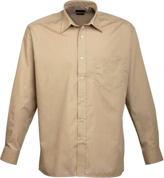 Kaufen khaki Popeline Hemd langarm | PR200 | Naturfarben
