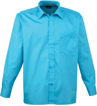 Kaufen turquoise Popeline Hemd langarm | PR200 | Kalte Farben