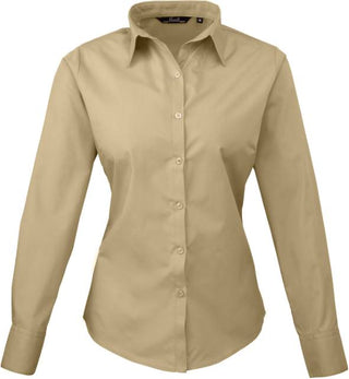 Kaufen khaki Popeline Bluse langarm | PR300 | Naturfarben