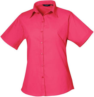 Kaufen hot-pink Popeline Bluse kurzarm | PR302 | Warme Farben