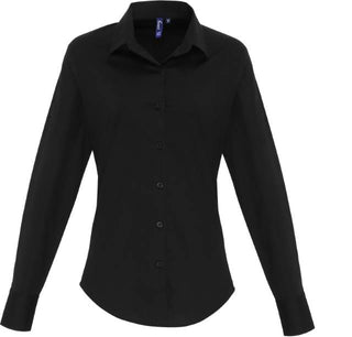 Kaufen black Popeline Stretch Bluse langarm | PR344
