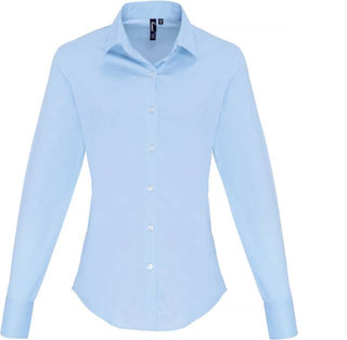 Kaufen pale-blue Popeline Stretch Bluse langarm | PR344